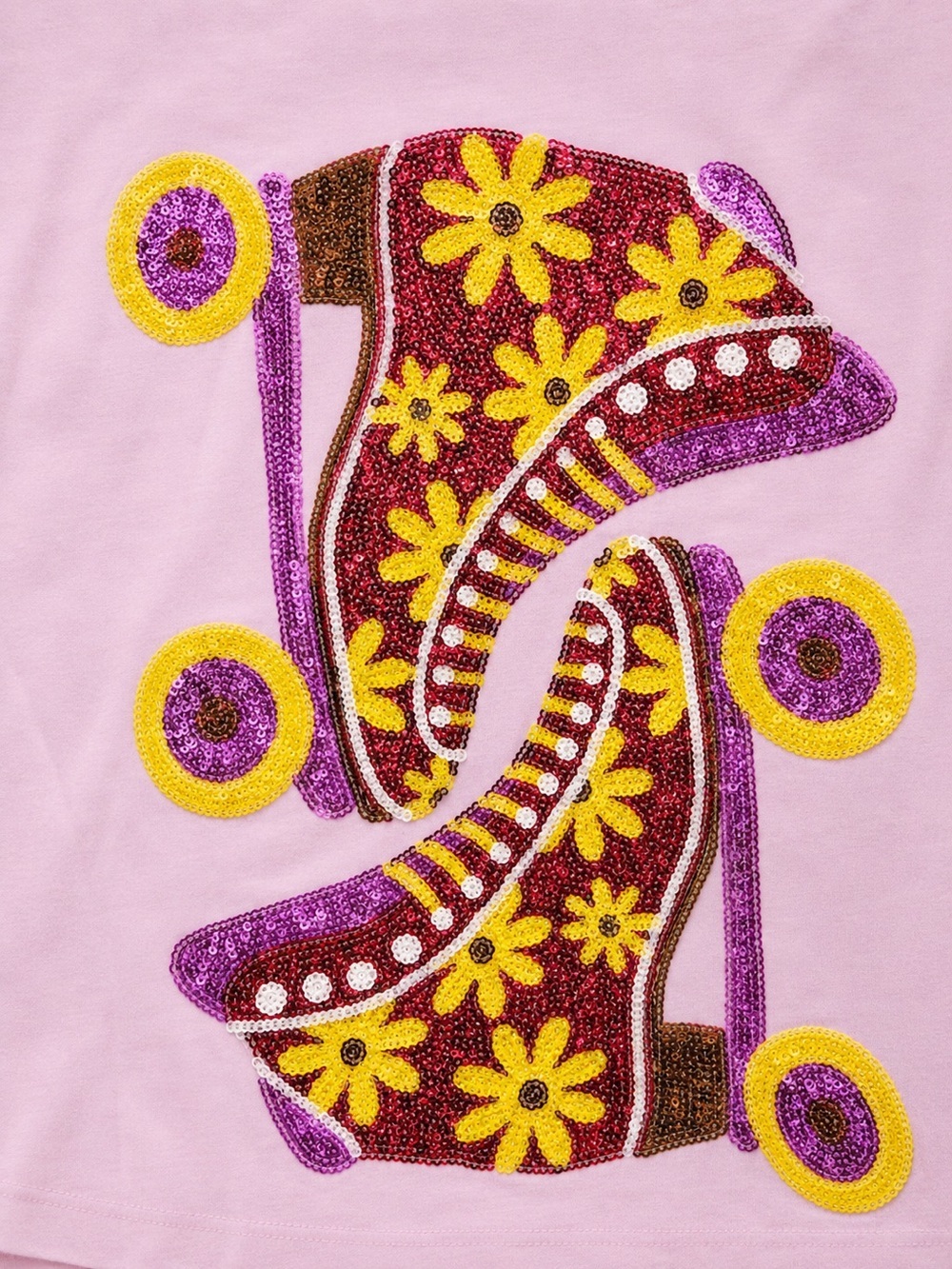 Groovy Baby Roller Skates Sequin Tee in Pink - Picture 7 of 7